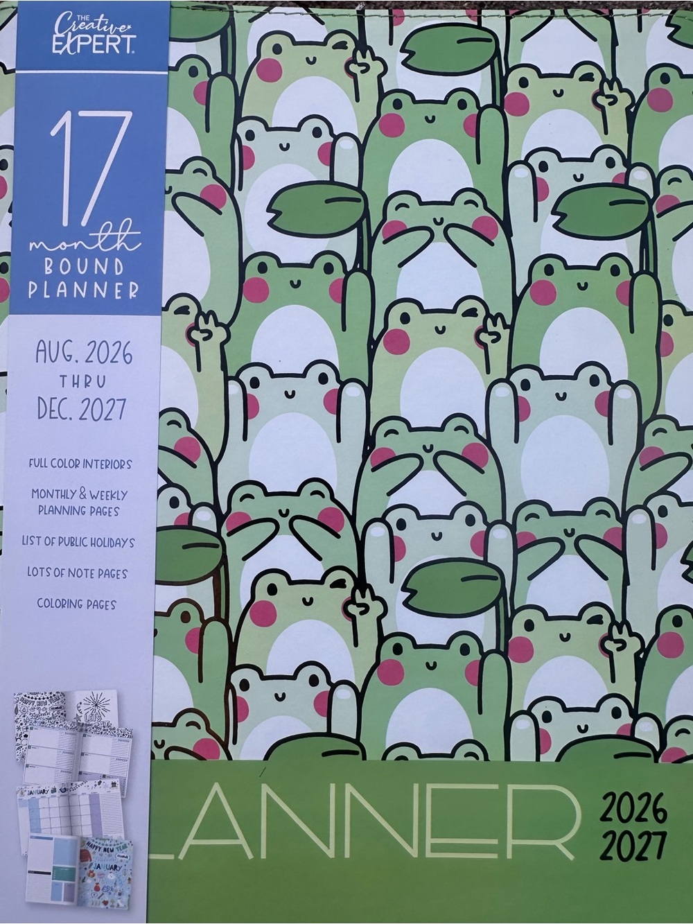 The Creative EXpert 17-Month Bound Planner - Green Frog Cover